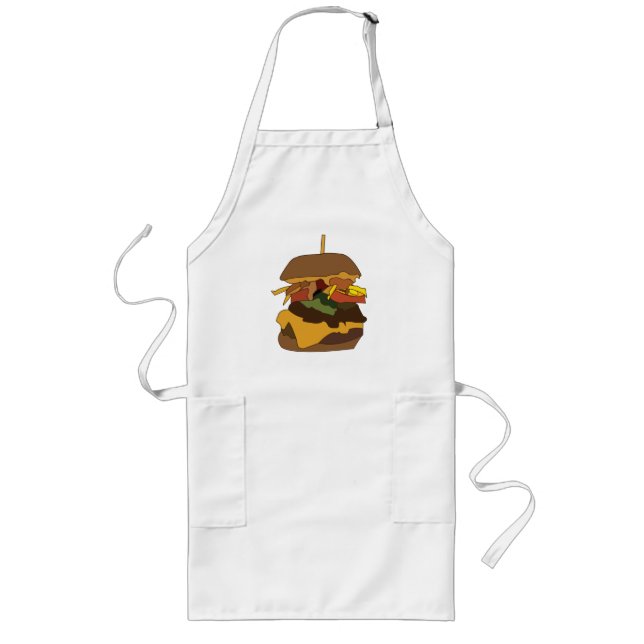 Burger Hamburger Burger Love Illustration       Long Apron (Front)