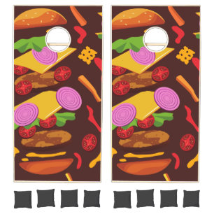 burger hamburger cheeseburger brown cornhole set