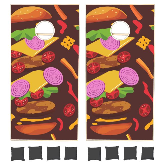 burger hamburger cheeseburger brown cornhole set (Set)