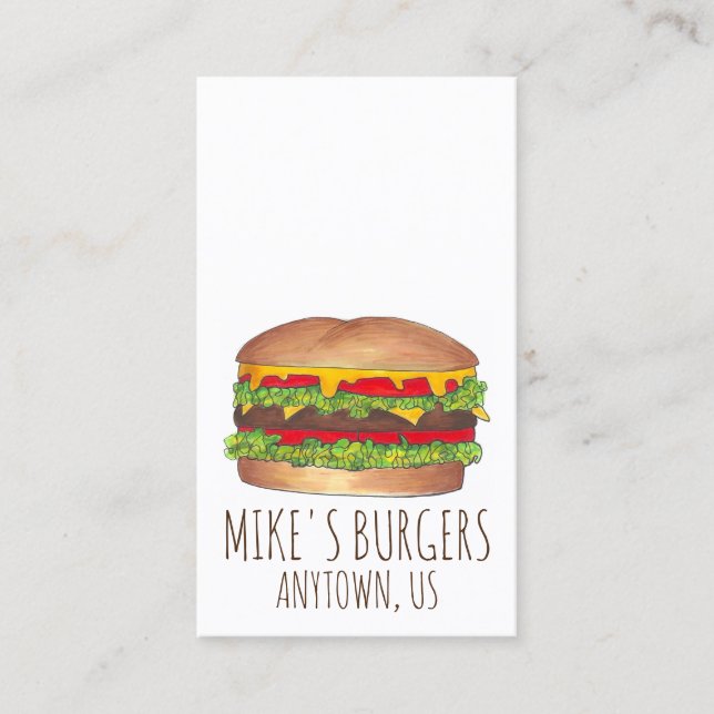 Burger Hamburger Cheeseburger Fast Food Chef Business Card (Front)