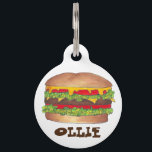 Burger Hamburger Cheeseburger Fast Food Foodie Pet ID Tag<br><div class="desc">Pet tag features an original marker illustration of a delicious fast food cheeseburger. Simply personalize with your pet's name and your contact information for a one-of-a-kind cat or dog tag.

Don't see what you're looking for? Need help with customization? Contact Rebecca to have something designed just for you.</div>