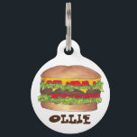 Burger Hamburger Cheeseburger Fast Food Foodie Pet ID Tag<br><div class="desc">Pet tag features an original marker illustration of a delicious fast food cheeseburger. Simply personalize with your pet's name and your contact information for a one-of-a-kind cat or dog tag.

Don't see what you're looking for? Need help with customization? Contact Rebecca to have something designed just for you.</div>