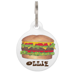 Burger Hamburger Cheeseburger Fast Food Foodie Pet ID Tag