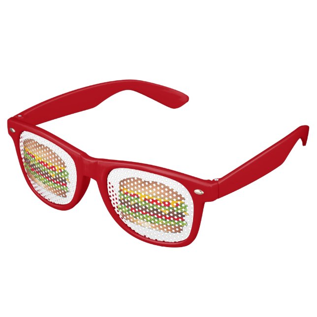 Burger Hamburger Cheeseburger Picnic Party Favor Retro Sunglasses (Angled)