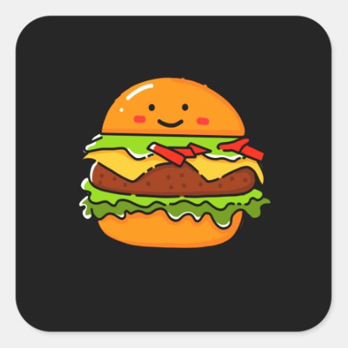 Burger Illustration Square Sticker