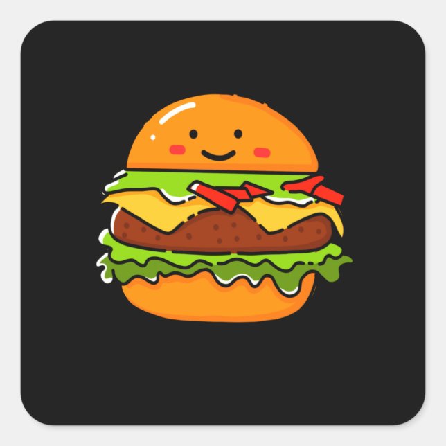 Burger Illustration Square Sticker (Front)