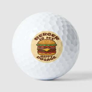 Burger is my happy dosage vintage quote golf balls