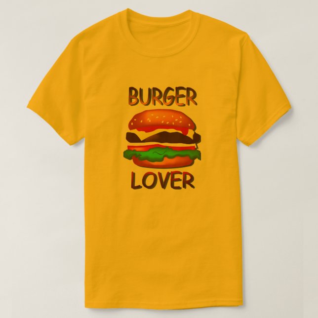 Burger Lover Hamburger Mens Gold T-shirt (Design Front)