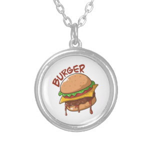 Burger Lovers Silver Plated Necklace