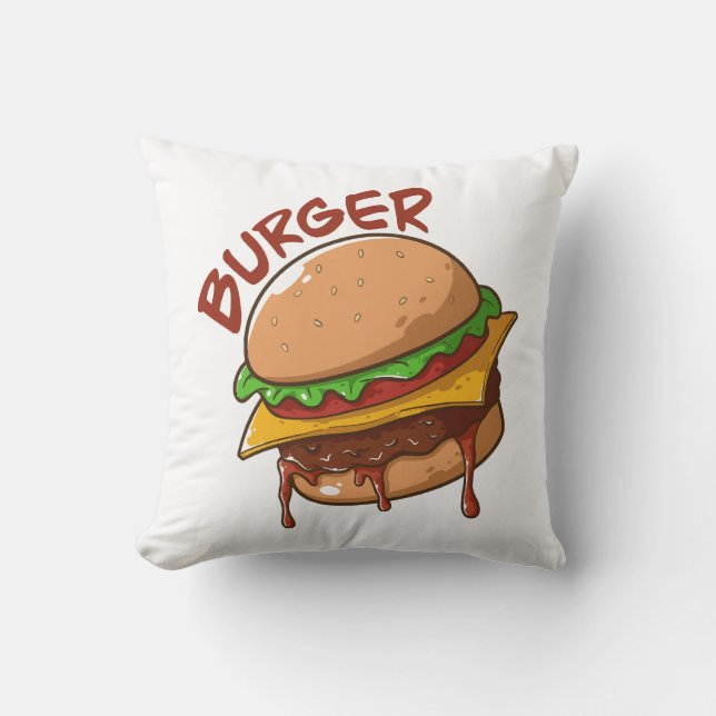 Burger Lovers Throw Pillow (Front)