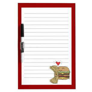Burger Loves Fries Lined Dry-Erase Board