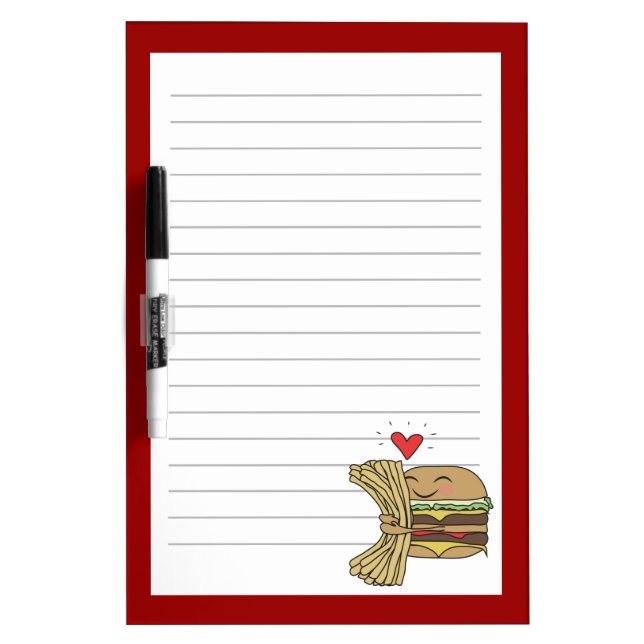 Burger Loves Fries Lined Dry-Erase Board (Front)