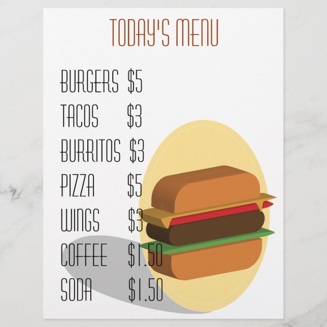 Burger Menu (Front)