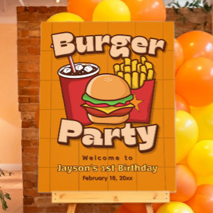 Burger Party Boy Birthday Welcome Sign