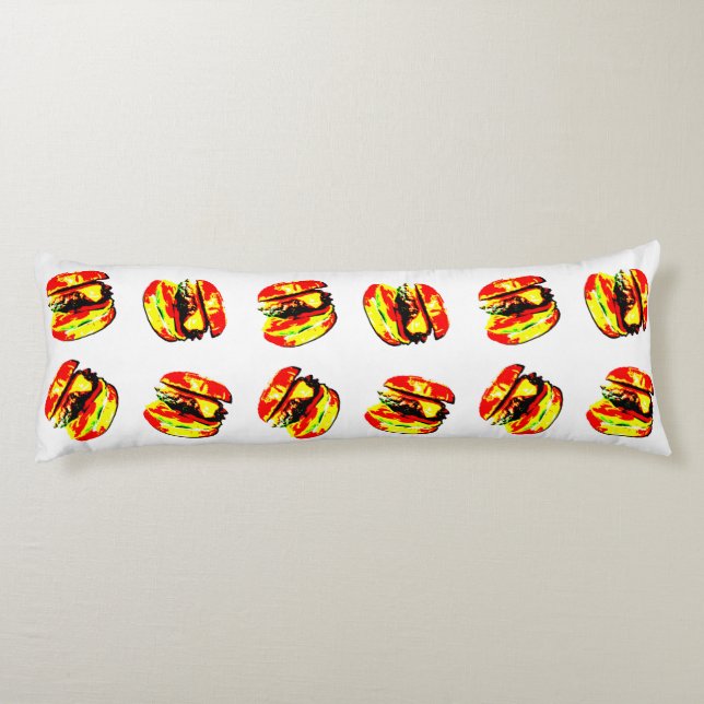 Burger Pattern Body Pillow (Back)