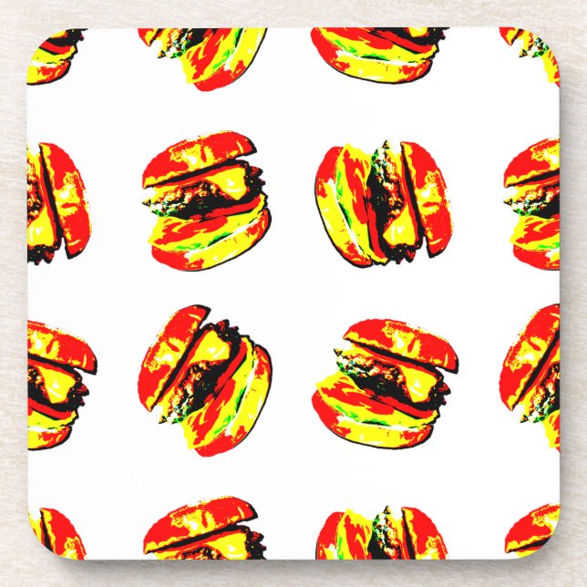 Burger Pattern Drink Coaster (Front)