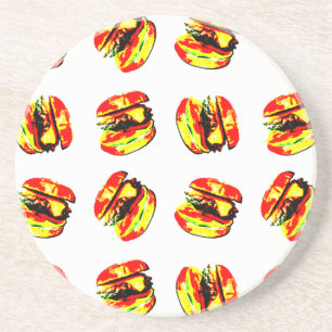 Burger Pattern Drink Coaster