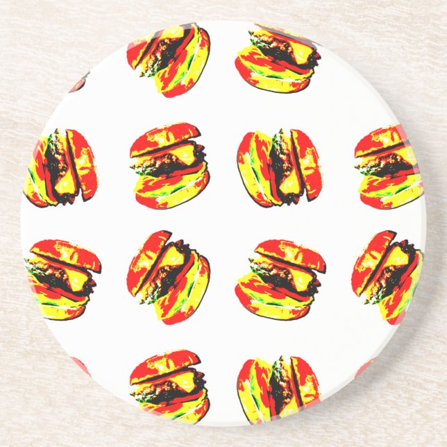 Burger Pattern Drink Coaster (Front)