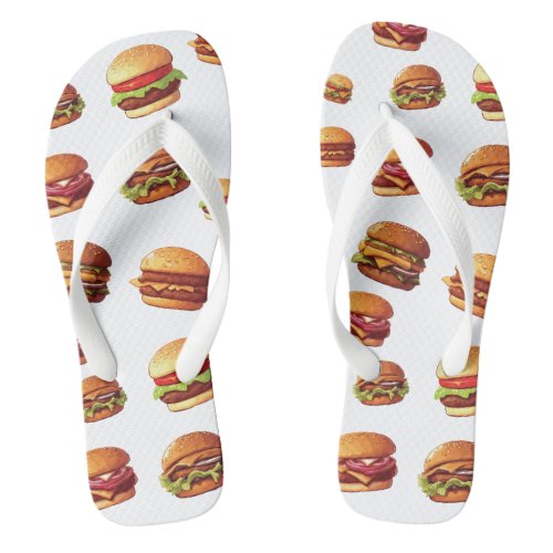 Burger Pattern  Flip Flops