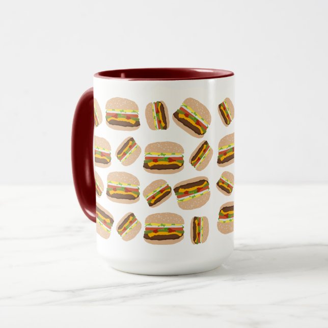Burger Pattern Fun Foodie Mug (Front Left)
