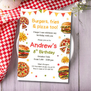 Burger & Pizza Birthday Foodie Birthday Fast Food Invitation