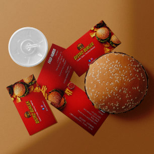 Burger Restaurant Business   Minimalist Bright Red Card