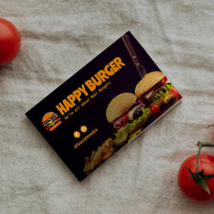 Burger Restaurant Business   Minimalist Dark Business Card