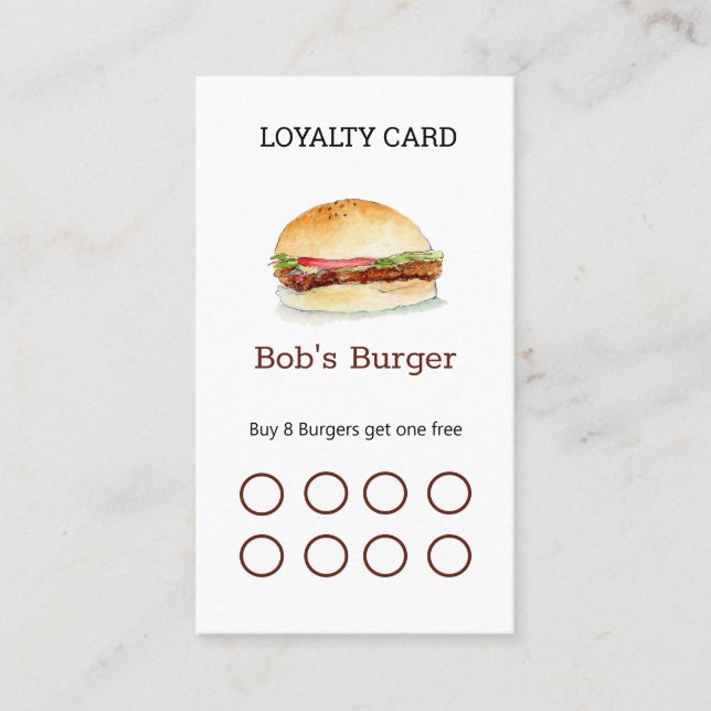 Burger restaurant Loyalty  business card (Front)