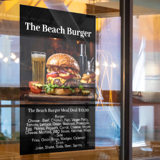 Burger Shop Meal Fast Food Restaurant Bar Business Window Cling