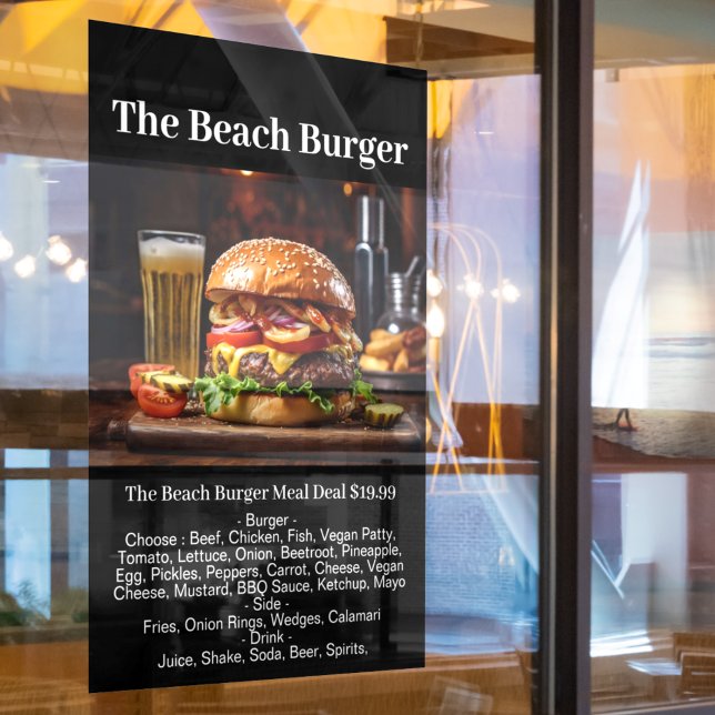 Burger Shop Meal Fast Food Restaurant Bar Business Window Cling (Creator Uploaded)
