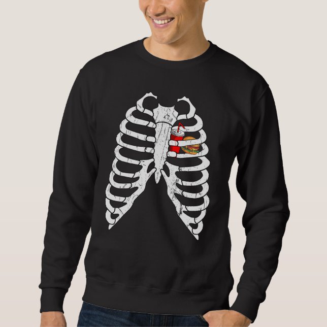 Burger Skeleton Xray Hamburger Fast Food French Fr Sweatshirt (Front)