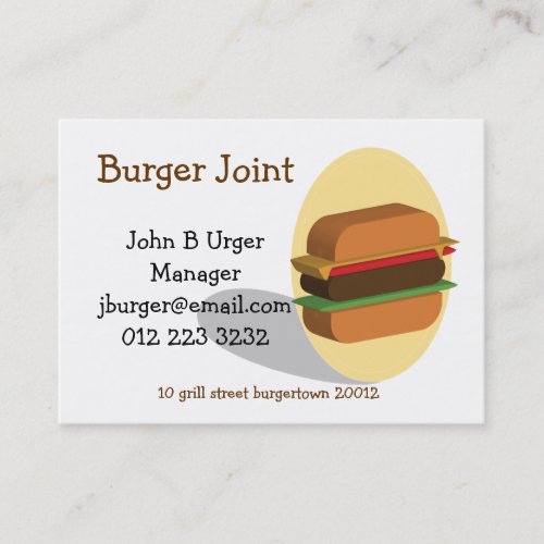 Burger themed business card
