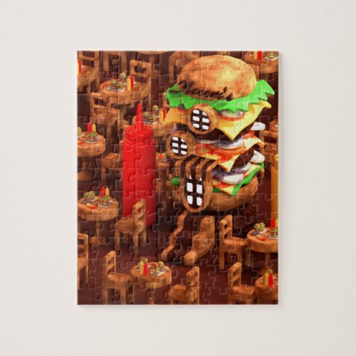 Burger Themed Cafe Jigsaw Puzzle