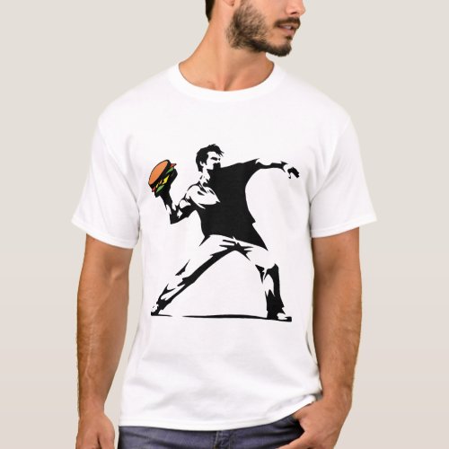 Burger thrower stencil t-shirt design