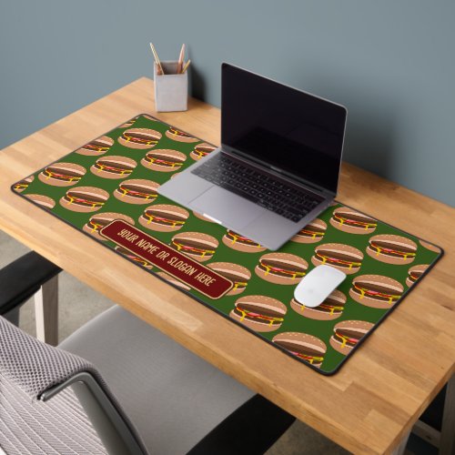 Burger Time _ Funny Work Lunch with Custom Caption Desk Mat