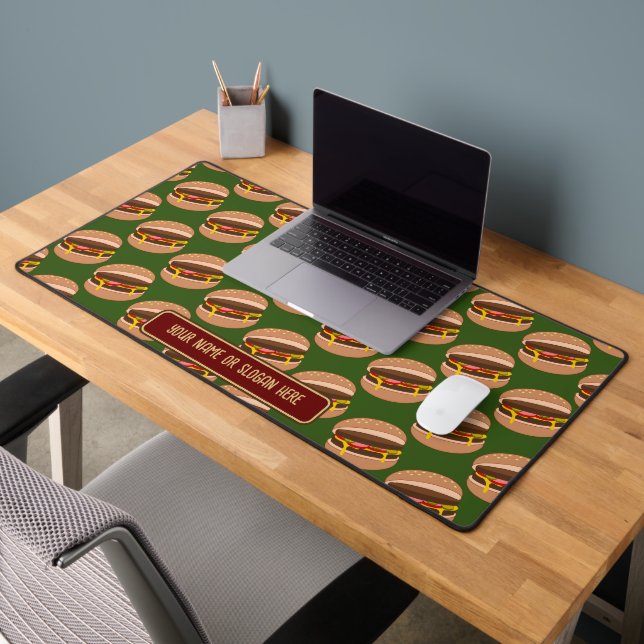 Burger Time - Funny Work Lunch with Custom Caption Desk Mat (Office 2)