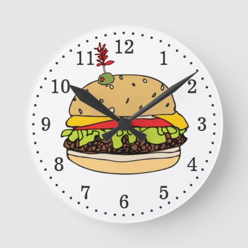 Burger Time Round Clock