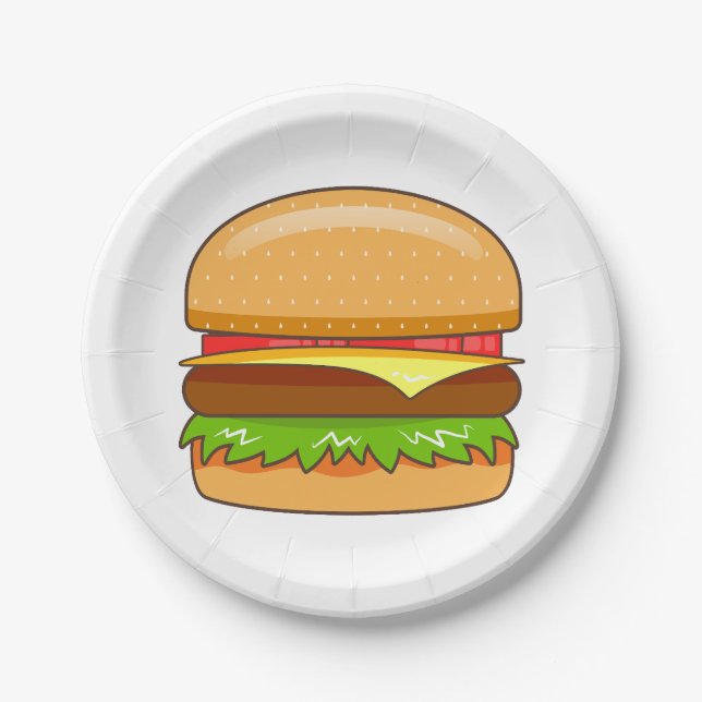 Burger Vector Illustration Paper Plates (Front)