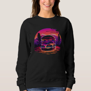 Burger with a Nostalgic 80s Retrowave Aesthetic Sweatshirt
