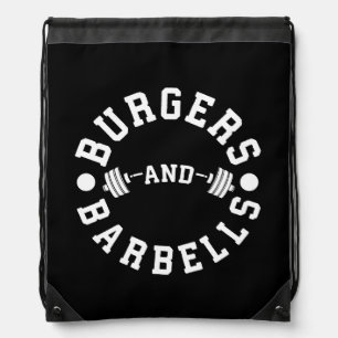 Burgers and Barbells - Funny Workout Motivational Drawstring Bag