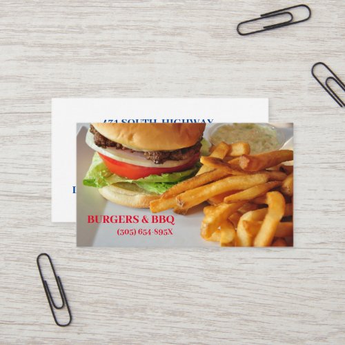 Burgers and bbq food business card 