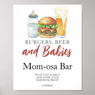 burgers and beer baby shower Momosa bar  Poster