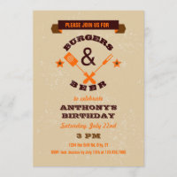 Burgers and Beer Birthday Invitation