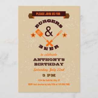 Burgers and Beer Birthday Invitation