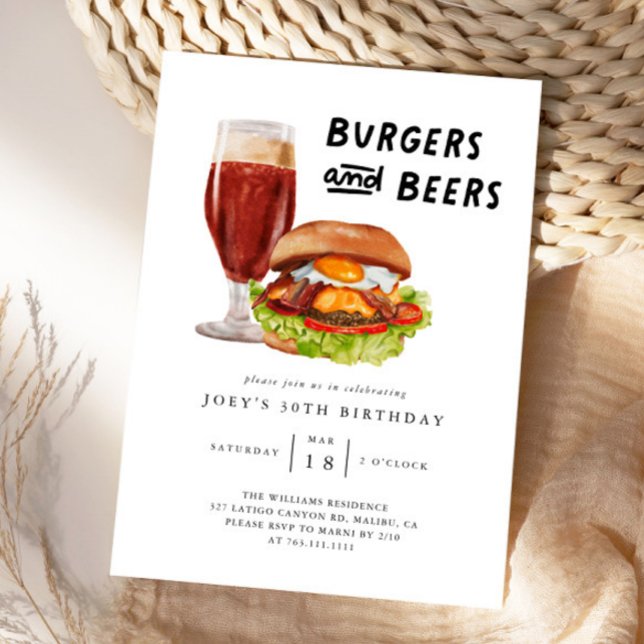 Burgers and Beers BBQ Birthday Party Invitation (Creator Uploaded)