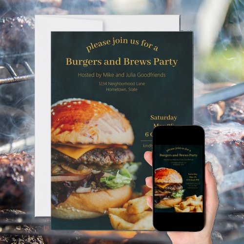 Burgers and Brews Party  Invitation