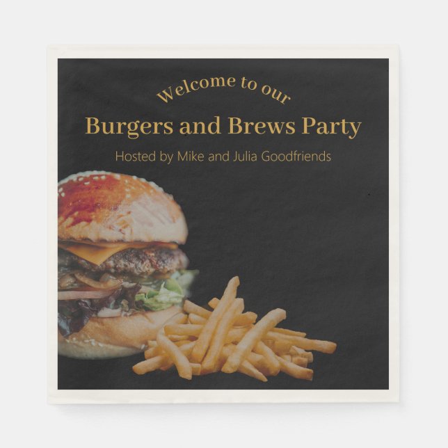 Burgers and Brews Party Napkins (Front)