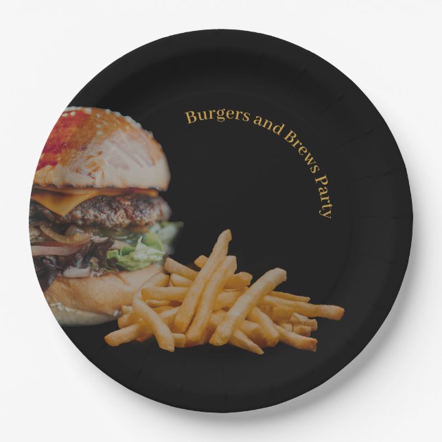 Burgers and Brews Party Paper Plates (Front)
