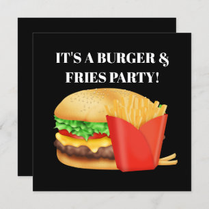 Burgers and Fries party cute invitation