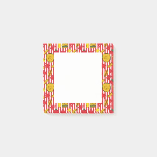 Burgers and Hot Dogs Fast Food Red Stripes Design Post_it Notes